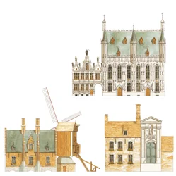 Brugge, Belgia. Kaupungintalo ja perinteiset talot